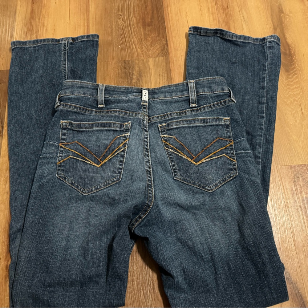 Ariat Women's Boot Cut Jeans - Dark Blue with Gold Stitching